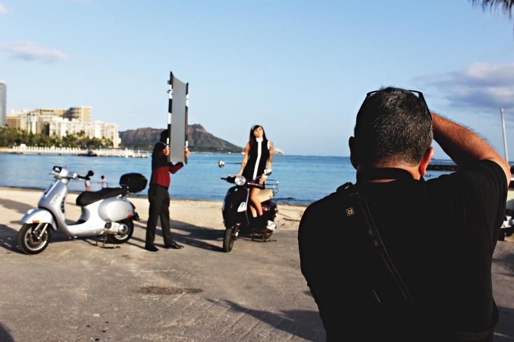 Modern Vespa Honolulu magazine photo shoot yesterday